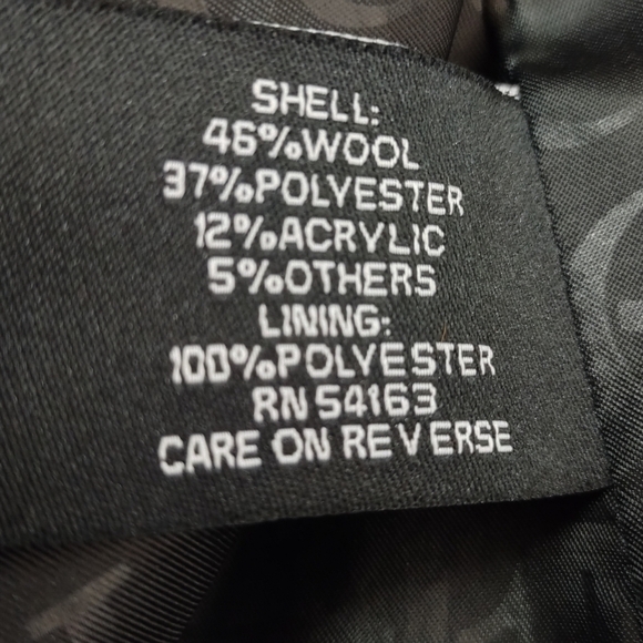 Vintage Guess Women's Pea Coat Black White Chevron Double Breasted Coat Size M - Picture 11 of 11